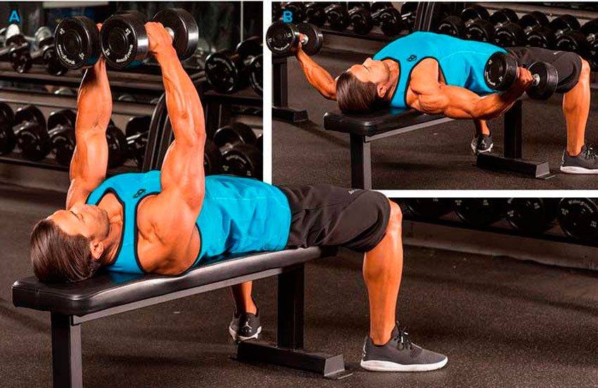 Жим гантелей лежа на полу