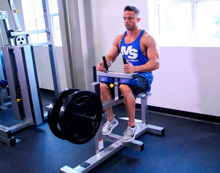 Подъем на носки с гантелями