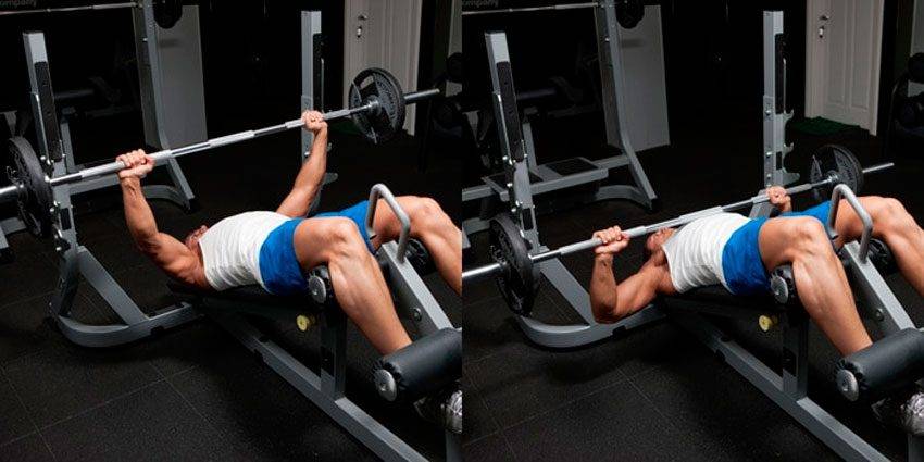 Жим гантелей на наклонной скамье