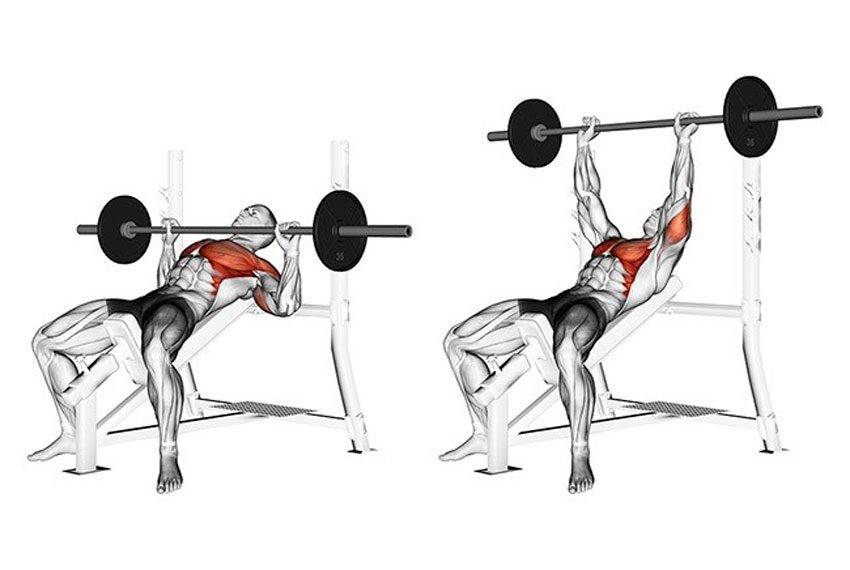 Жим в Смите на наклонной скамье