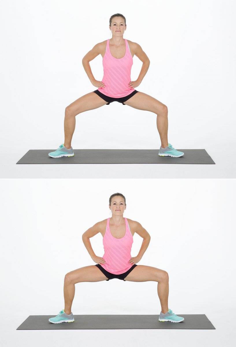 Приседания плие со штангой