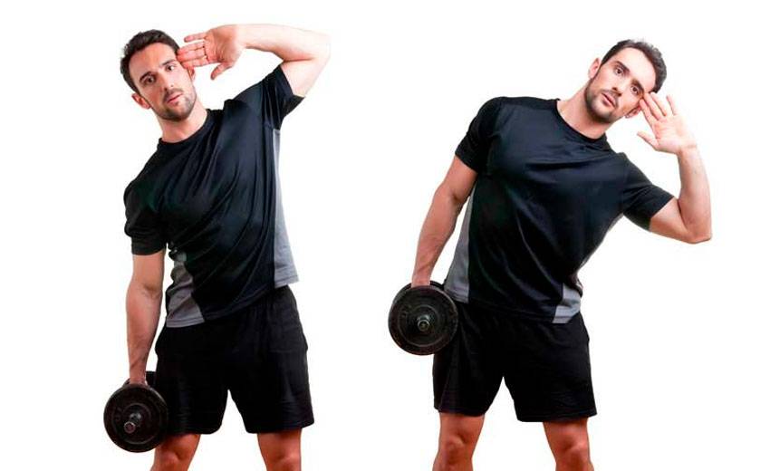 Боковые наклоны с гантелями