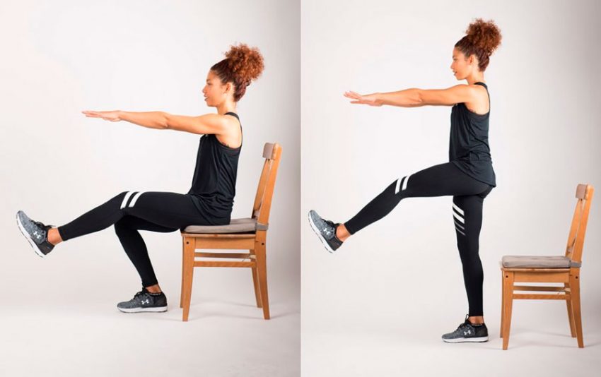 Подъем на носки с гантелями